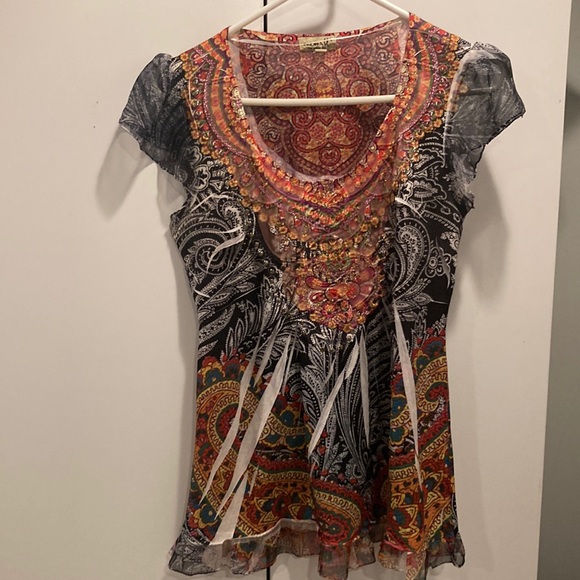One World size small super cute eclectic top - Picture 1 of 6